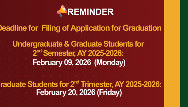 Application for Graduation Filing Deadline Second Semester, AY 2025–2026